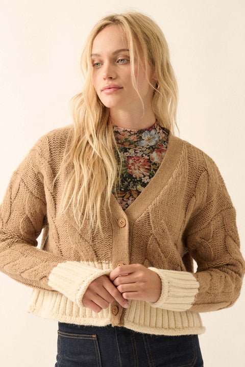 Here We Go Colorblock Cable Knit Cardigan - ShopPromesa