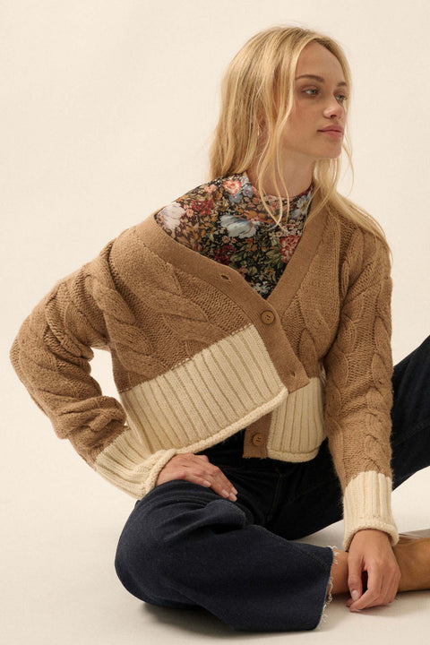 Here We Go Colorblock Cable Knit Cardigan - ShopPromesa