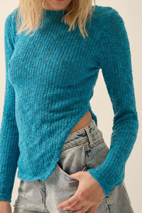 Full Tilt Asymmetrical Ribbed Knit Sweater - ShopPromesa