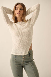 Full Tilt Asymmetrical Ribbed Knit Sweater - ShopPromesa