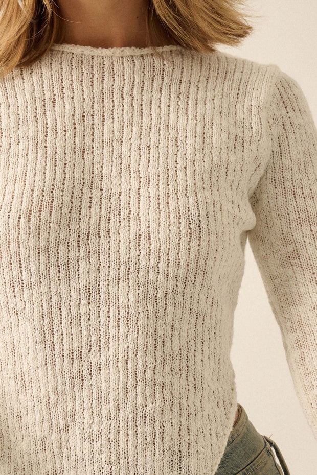 Full Tilt Asymmetrical Ribbed Knit Sweater - ShopPromesa