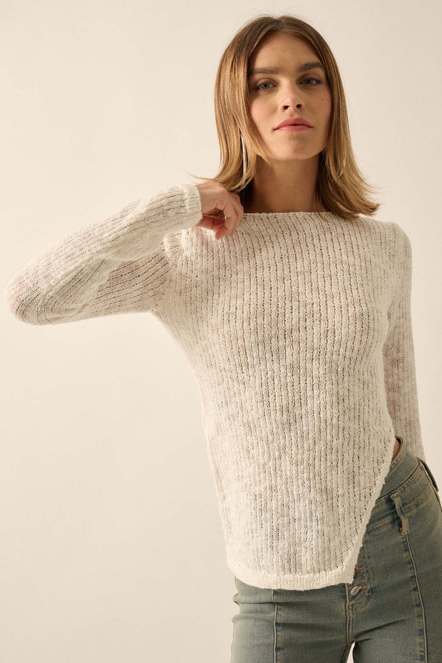Full Tilt Asymmetrical Ribbed Knit Sweater - ShopPromesa