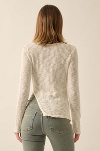 Full Tilt Asymmetrical Ribbed Knit Sweater - ShopPromesa