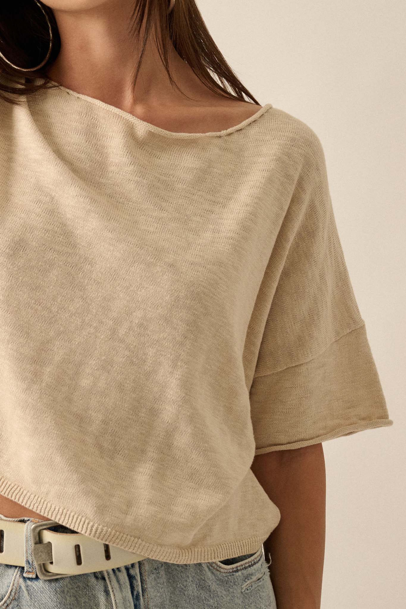 Breathing Room Slub Knit Short-Sleeve Sweater - ShopPromesa