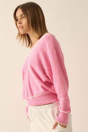 Back to the Start Button-Back Slub-Knit Sweater - ShopPromesa