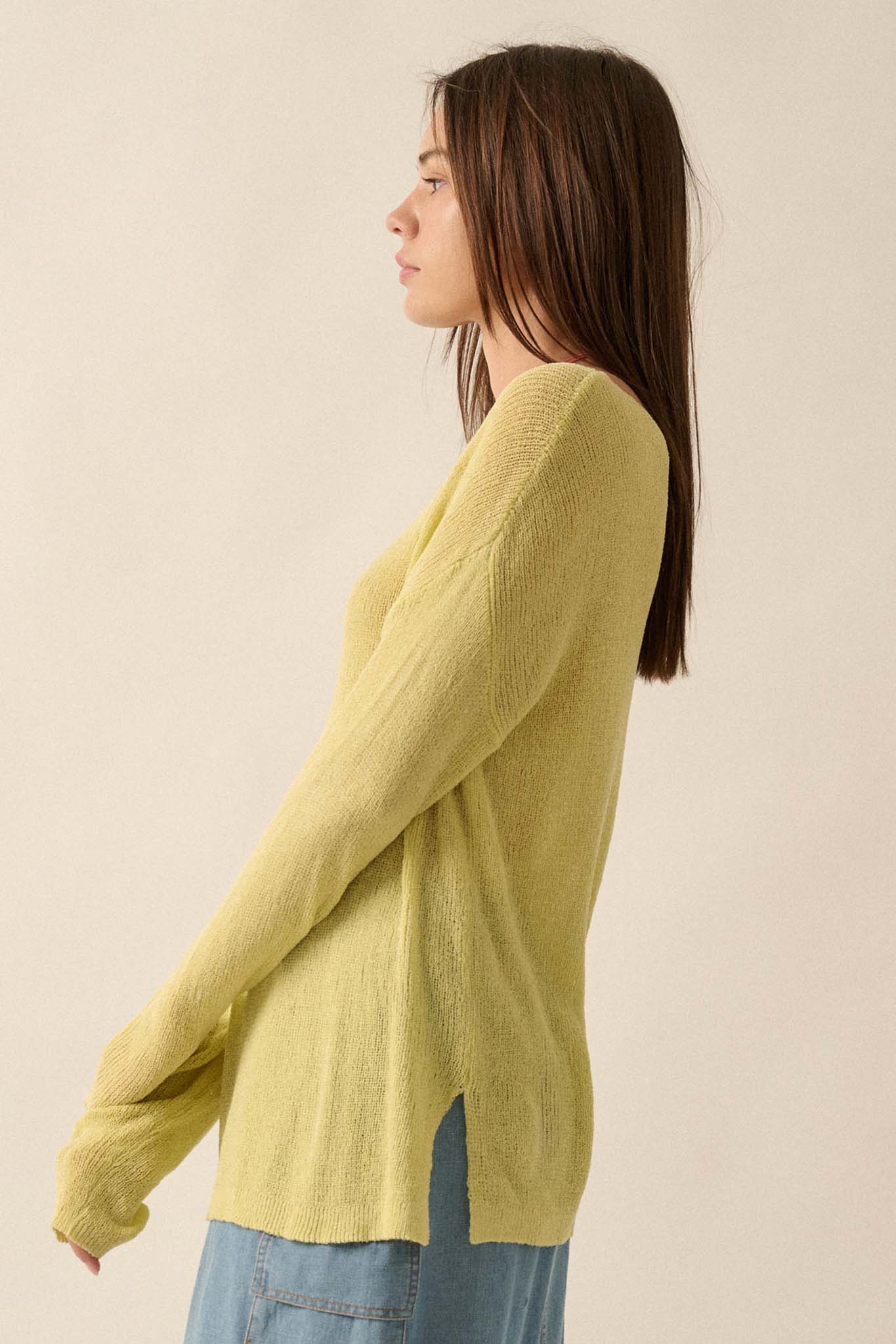 Sheer We Go Lightweight Knit Loose-Fit Sweater - ShopPromesa