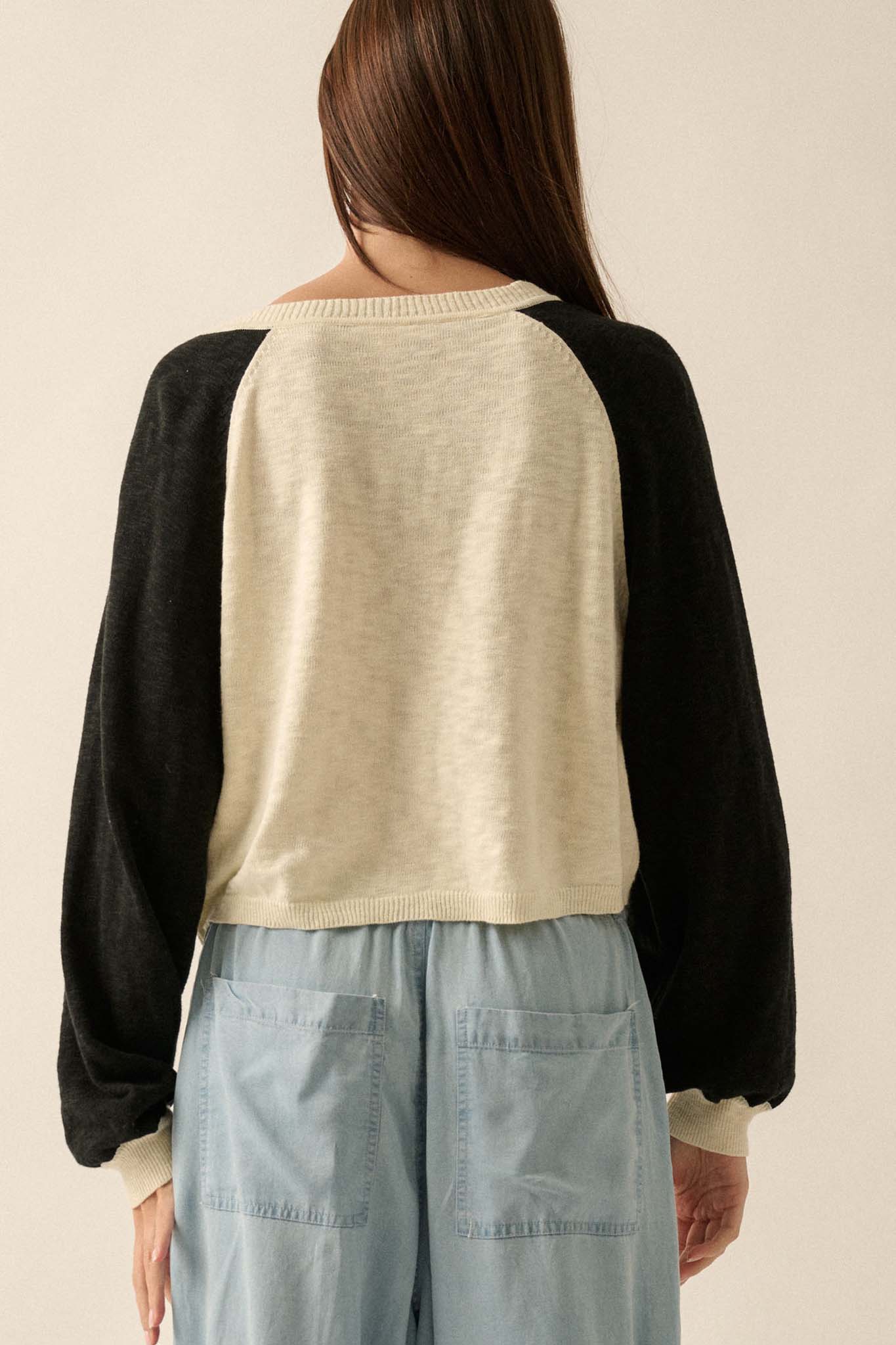 Bases Loaded Colorblock Slub-Knit Henley Sweater - ShopPromesa