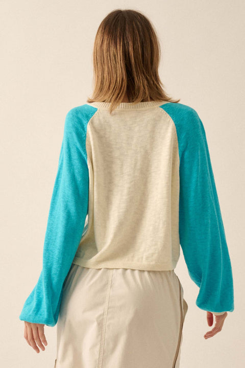 Bases Loaded Colorblock Slub-Knit Henley Sweater - ShopPromesa