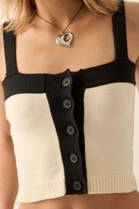 Iconic Style Colorblock Buttoned Sweater Cami Top - ShopPromesa