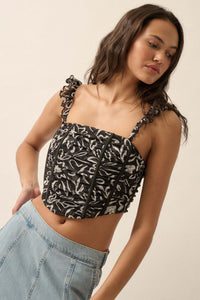 Abstract Blooms Floral-Print Mesh Corset Cami Top - ShopPromesa