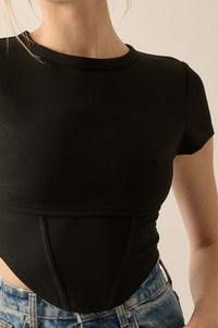 Essential Trends Solid Crepe Cropped Corset Tee - ShopPromesa