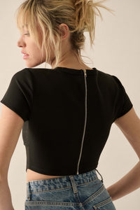 Essential Trends Solid Crepe Cropped Corset Tee - ShopPromesa