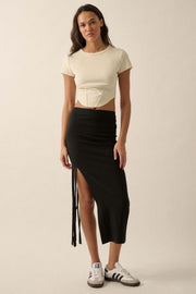 Essential Trends Solid Crepe Cropped Corset Tee - ShopPromesa