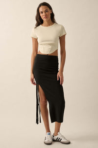 Essential Trends Solid Crepe Cropped Corset Tee - ShopPromesa