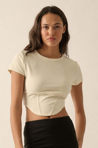 Essential Trends Solid Crepe Cropped Corset Tee - ShopPromesa