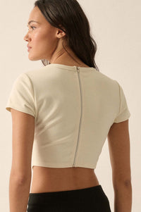 Essential Trends Solid Crepe Cropped Corset Tee - ShopPromesa