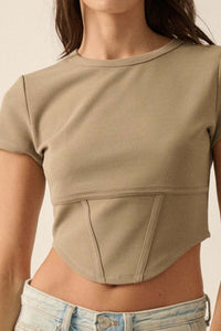 Essential Trends Solid Crepe Cropped Corset Tee - ShopPromesa