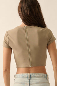 Essential Trends Solid Crepe Cropped Corset Tee - ShopPromesa