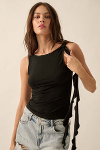 Smooth Moves Ruffle Tie-Strap Sleeveless Top - ShopPromesa