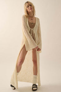 Diamond Days Geometric Crochet Duster Cardigan - ShopPromesa