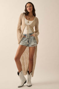 Diamond Days Geometric Crochet Duster Cardigan - ShopPromesa