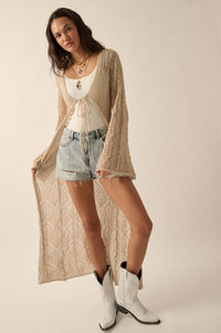 Diamond Days Geometric Crochet Duster Cardigan - ShopPromesa