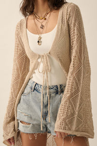 Diamond Days Geometric Crochet Duster Cardigan - ShopPromesa