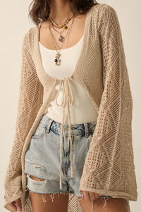 Diamond Days Geometric Crochet Duster Cardigan - ShopPromesa