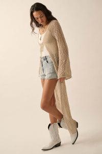 Diamond Days Geometric Crochet Duster Cardigan - ShopPromesa