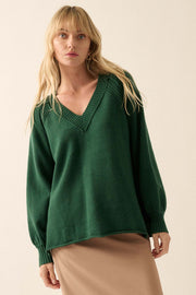 Morning Song Ribbed Knit Detail V-Neck Sweater - ShopPromesa