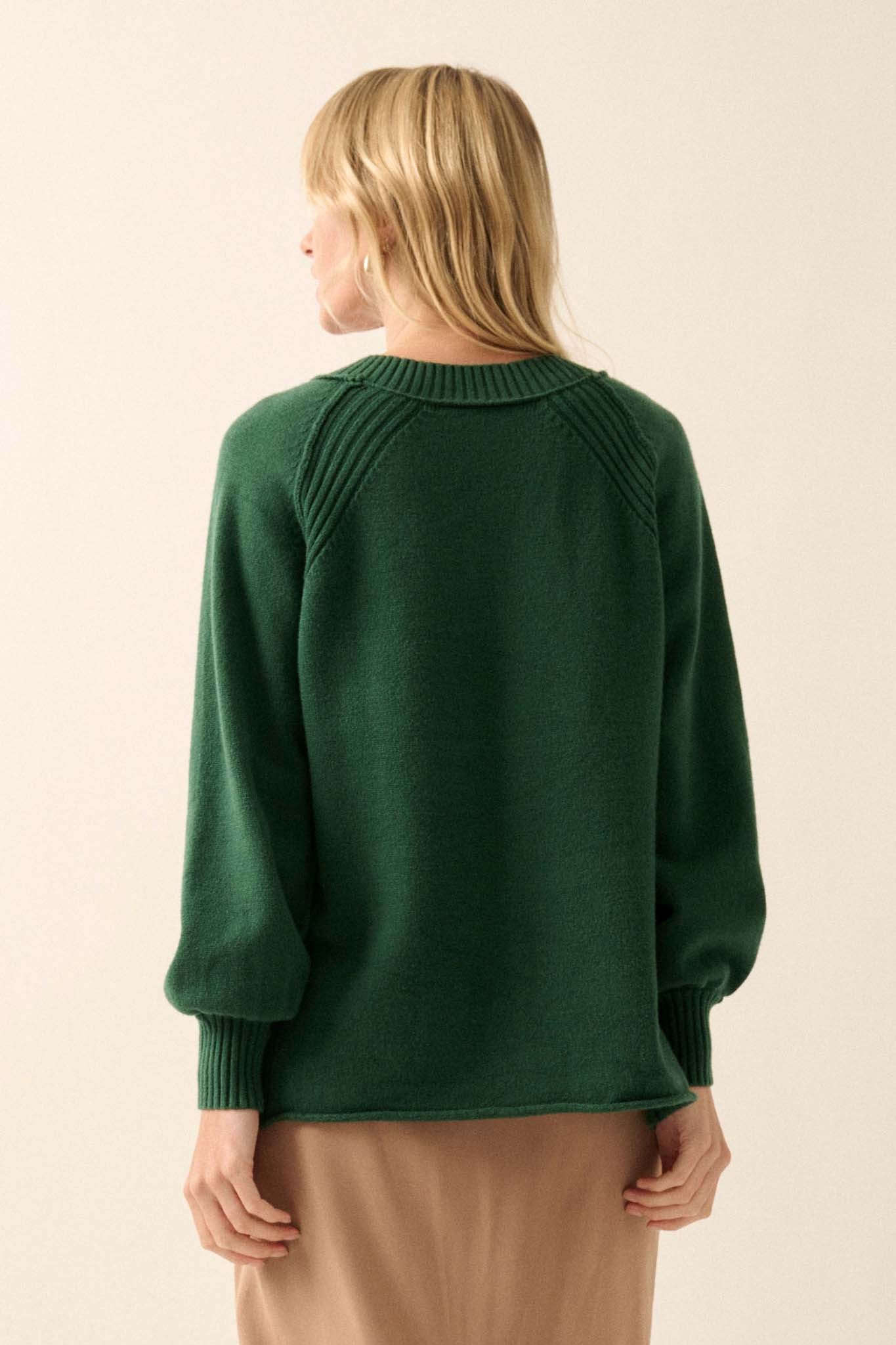 Morning Song Ribbed Knit Detail V-Neck Sweater - ShopPromesa