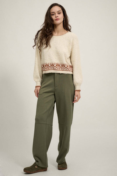 Design Diary Fuzzy Knit Abstract Pattern Sweater - ShopPromesa