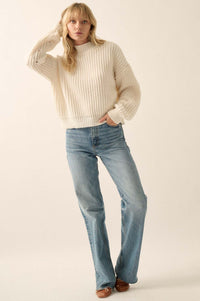 By the Seashore Pointelle Detail Rib-Knit Sweater - ShopPromesa