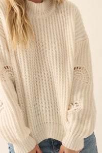 By the Seashore Pointelle Detail Rib-Knit Sweater - ShopPromesa