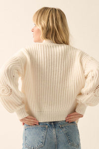 By the Seashore Pointelle Detail Rib-Knit Sweater - ShopPromesa