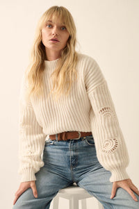 By the Seashore Pointelle Detail Rib-Knit Sweater - ShopPromesa