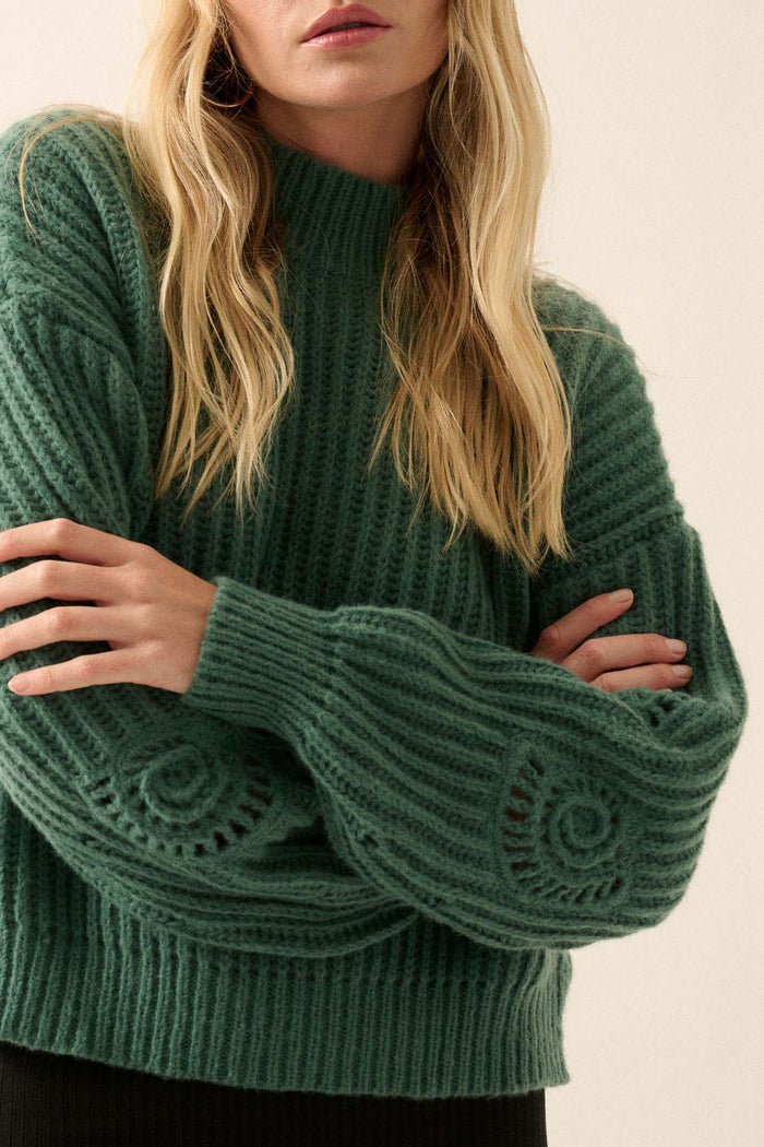 By the Seashore Pointelle Detail Rib-Knit Sweater - ShopPromesa