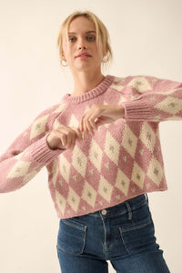 Diamonds Are Forever Argyle Cropped Sweater - ShopPromesa