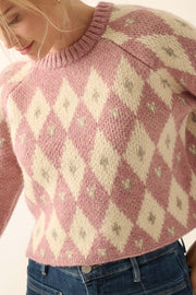 Diamonds Are Forever Argyle Cropped Sweater - ShopPromesa