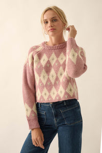 Diamonds Are Forever Argyle Cropped Sweater - ShopPromesa