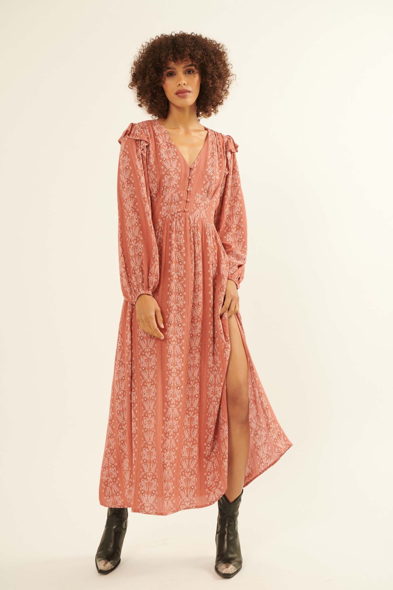 Wayfaring Heart Paisley-Print Maxi Dress - ShopPromesa