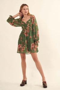 Enchanting Blooms Floral Chiffon Mini Dress - ShopPromesa