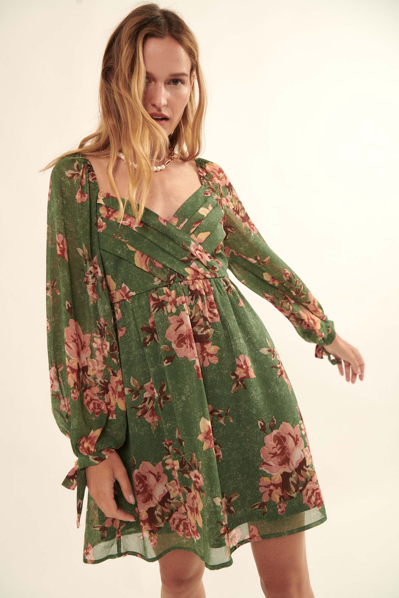 Enchanting Blooms Floral Chiffon Mini Dress - ShopPromesa