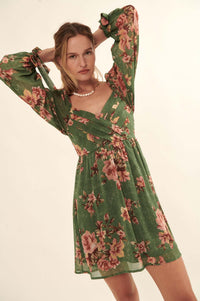 Enchanting Blooms Floral Chiffon Mini Dress - ShopPromesa