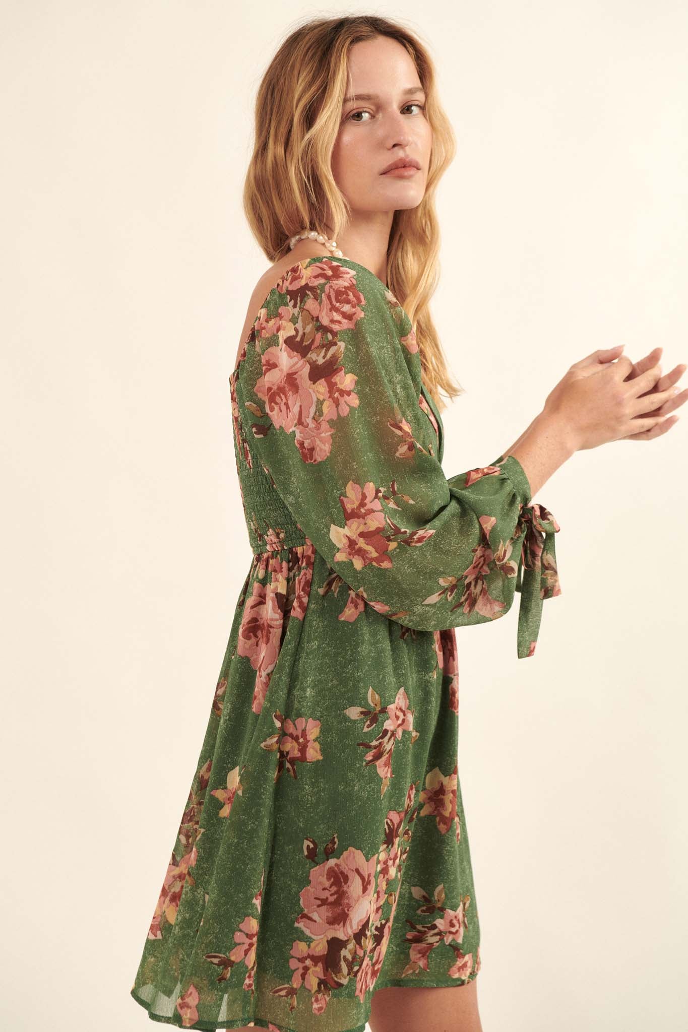 Enchanting Blooms Floral Chiffon Mini Dress - ShopPromesa