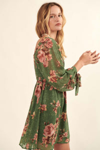 Enchanting Blooms Floral Chiffon Mini Dress - ShopPromesa