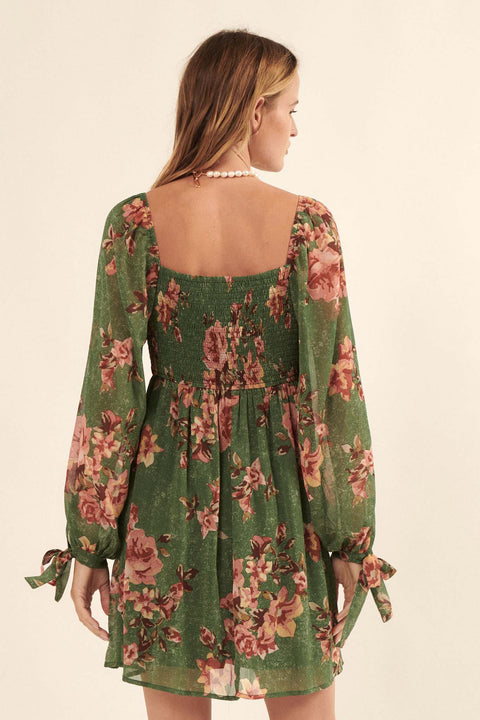 Enchanting Blooms Floral Chiffon Mini Dress - ShopPromesa