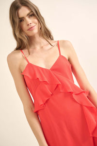 Flamenco Fever Ruffled Chiffon Maxi Slip Dress - ShopPromesa