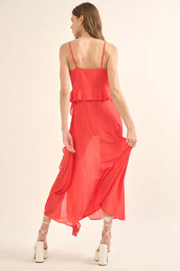 Flamenco Fever Ruffled Chiffon Maxi Slip Dress - ShopPromesa