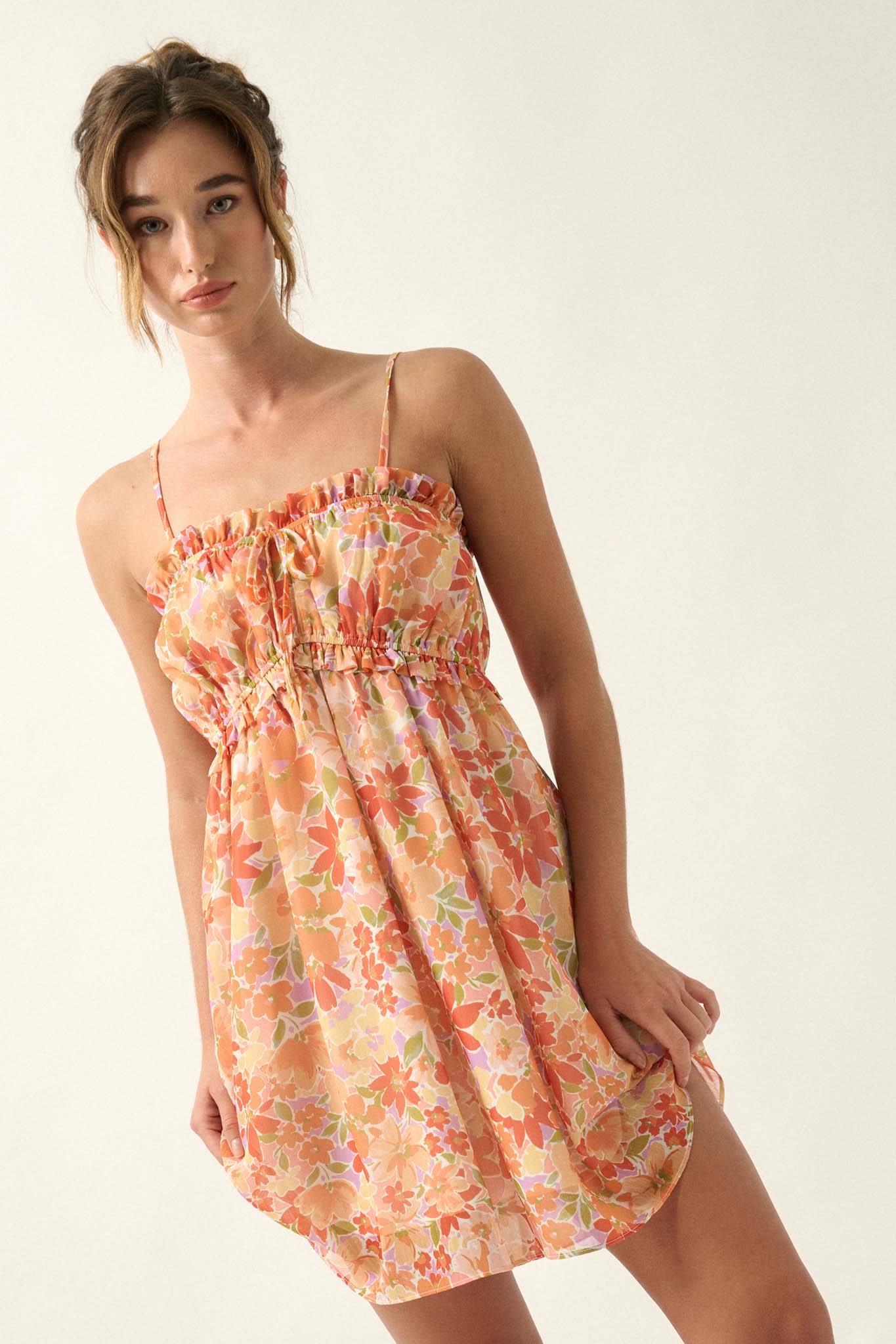 Darling Clementine Floral Chiffon Mini Sundress - ShopPromesa